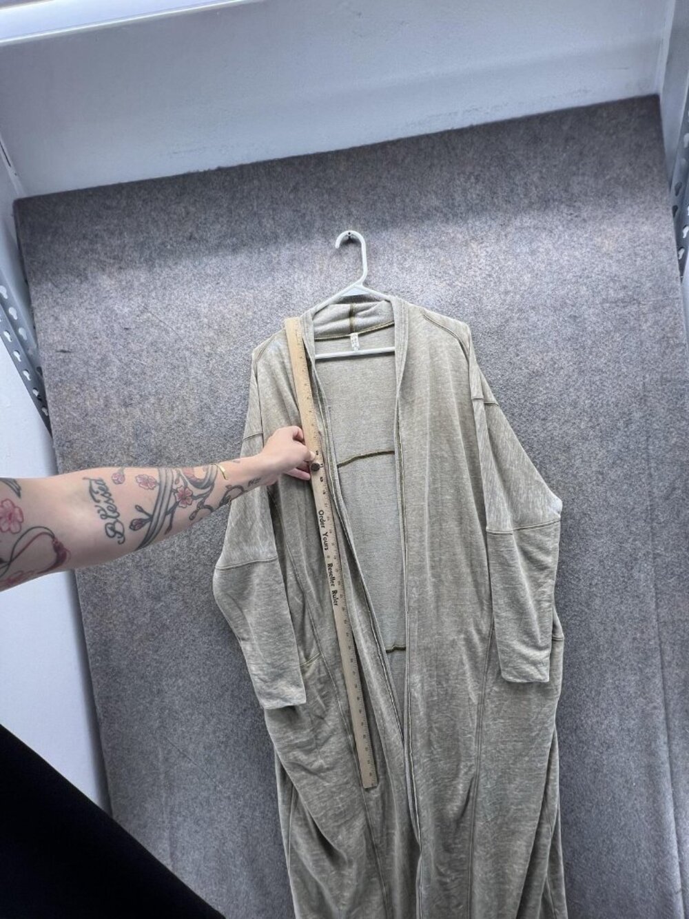 Free People Cardigan Sweater Womens Small Beige V Neck Long Duster Open - Picture 3 of 11